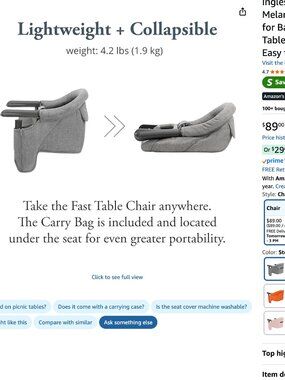 Inglesina Portable Table Chair for Babies & Toddlers - LN / EUC